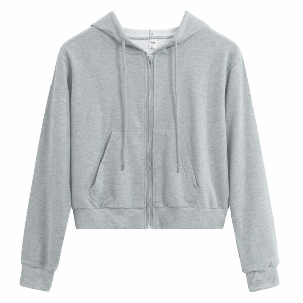 cropped zip up hoodies grey