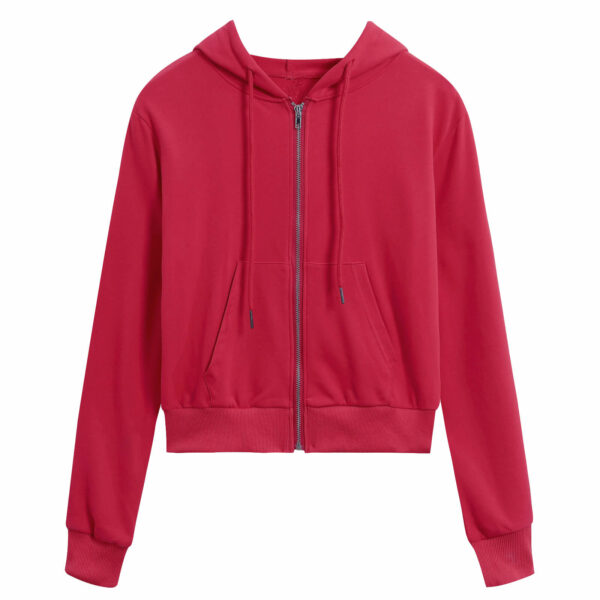 cropped zip up hoodies red