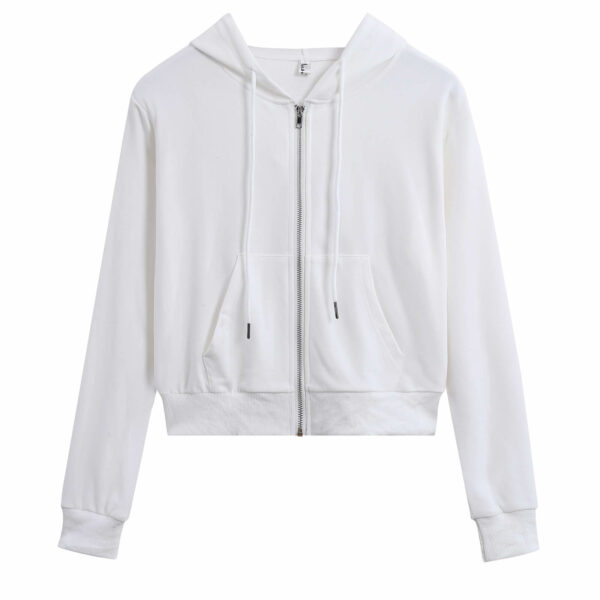 cropped zip up hoodies white